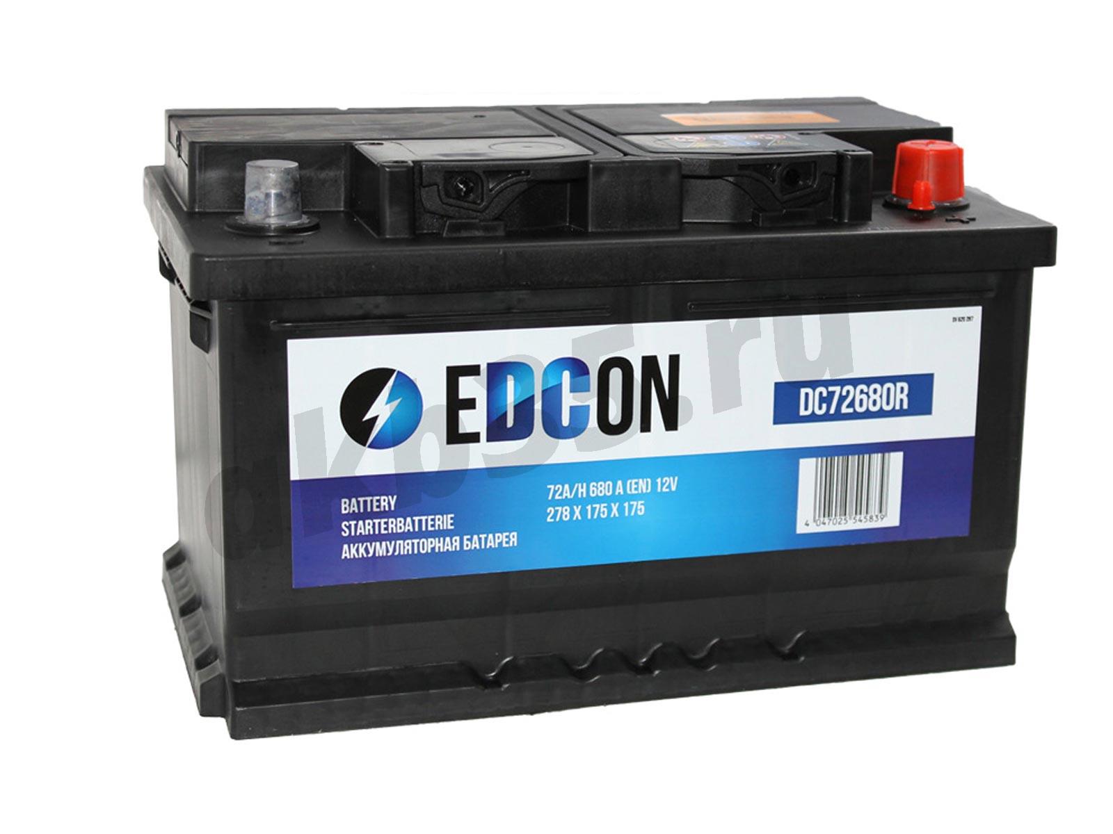 Изображение Аккумулятор EDCON 72 А/ч Обратный Низкий (DC72680R) : №1