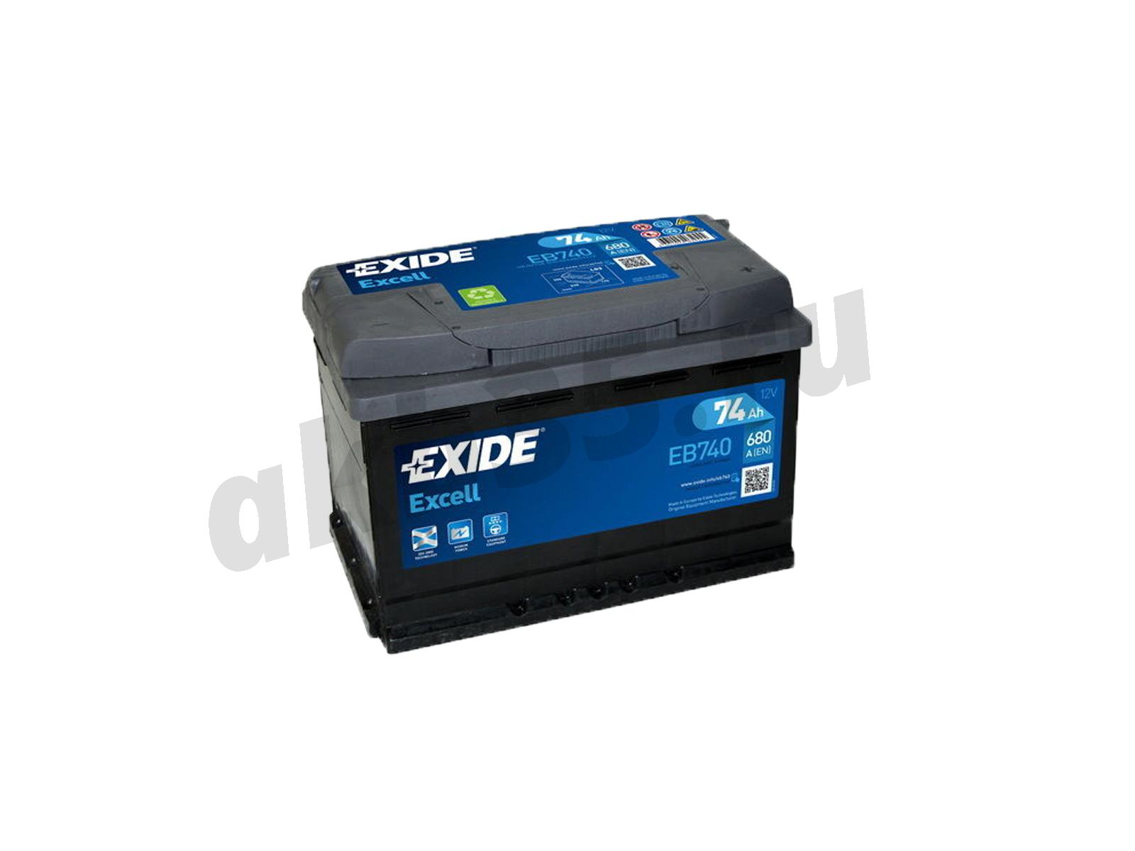 Изображение Аккумулятор EXIDE 74 А/ч Обратный Excell EB740 : №1