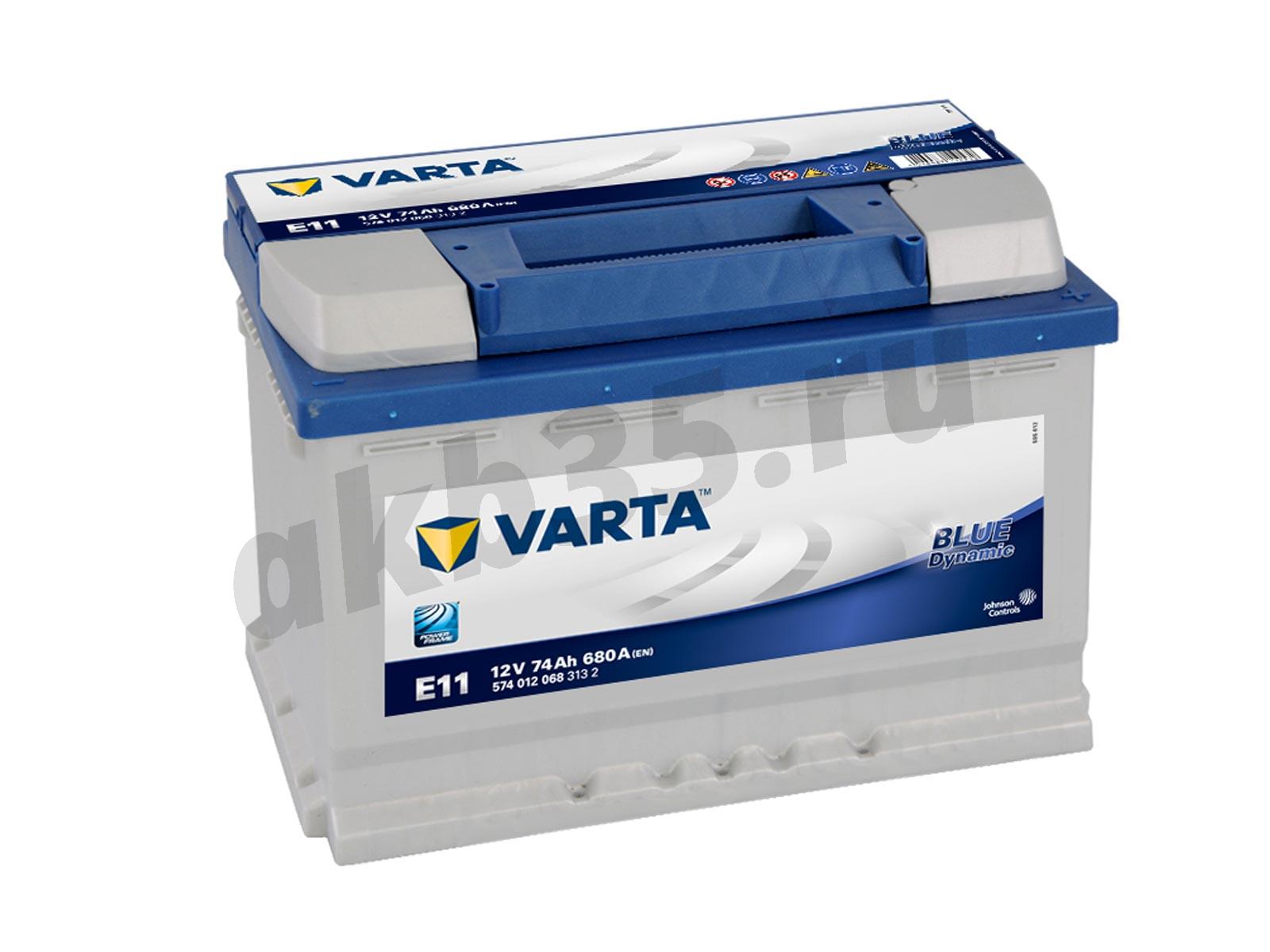 Изображение Аккумулятор VARTA 74 А/ч Обратный BLUE E11 (574 012 068) : №1