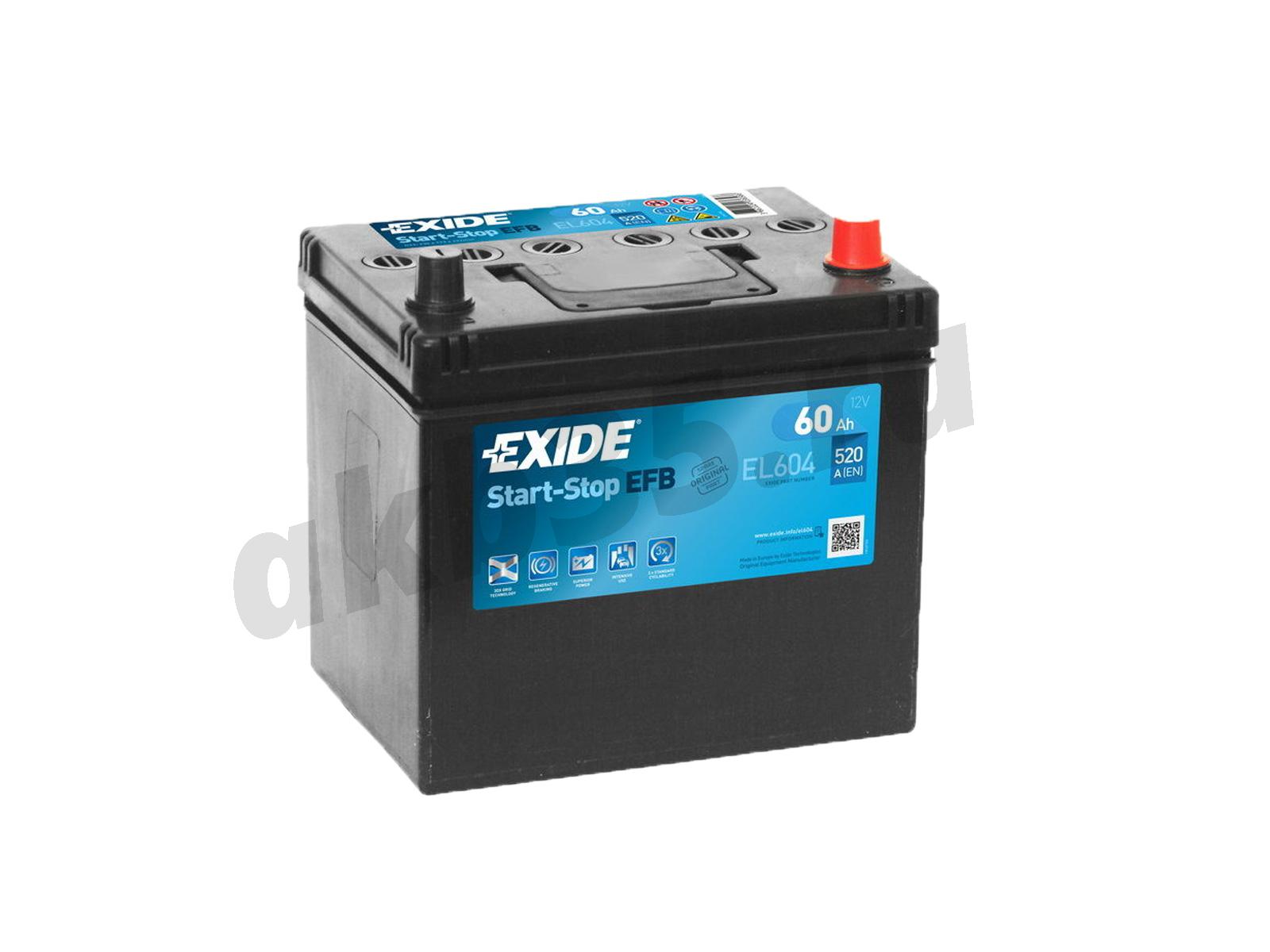 Изображение Аккумулятор EXIDE 60 А/ч Обратный EFB EL604 : №2