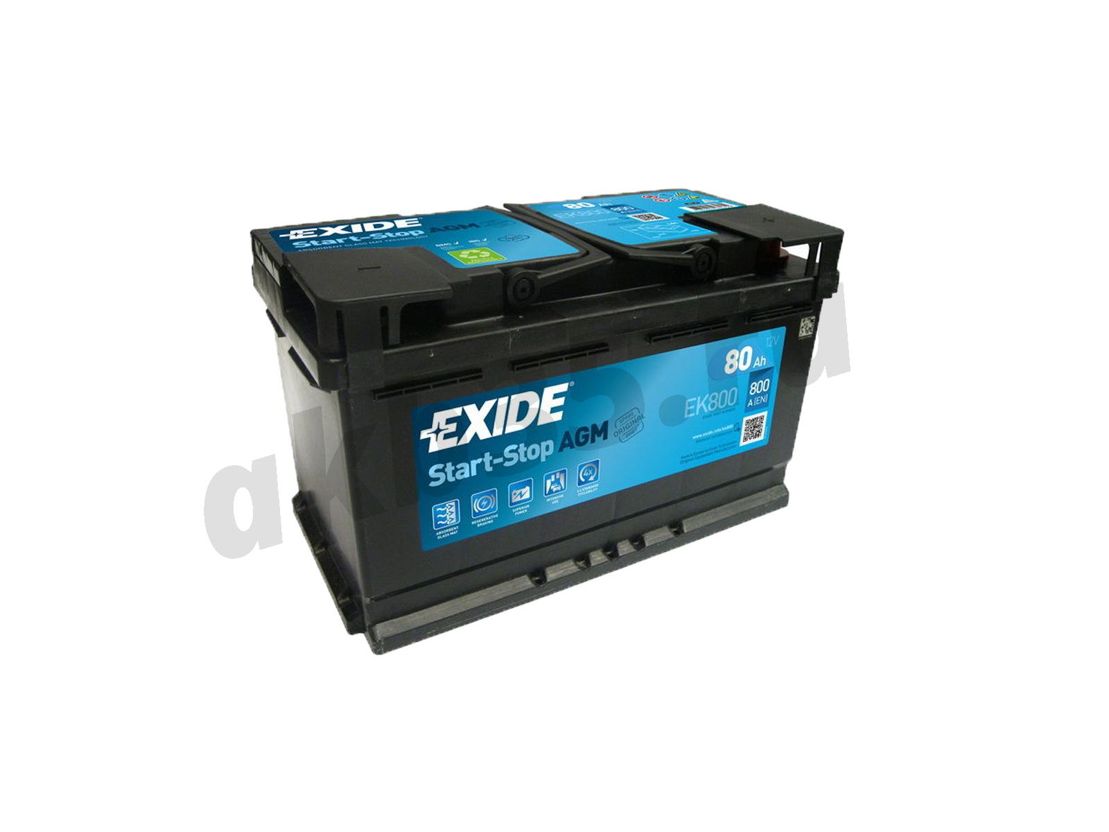 Изображение Аккумулятор EXIDE 80 А/ч AGM Обратный EK800 : №1