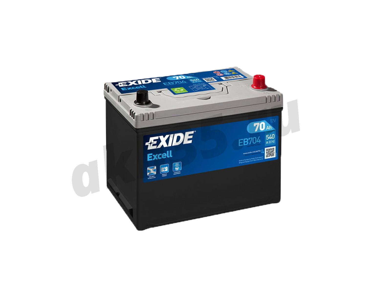 Изображение Аккумулятор EXIDE 70 А/ч Обратный Азия Excell EB704 : №2