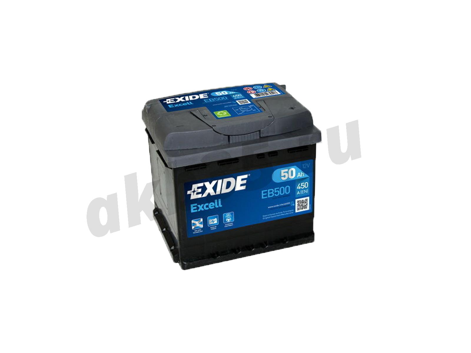 Изображение Аккумулятор EXIDE 50 А/ч Обратный Excell EB500 : №2