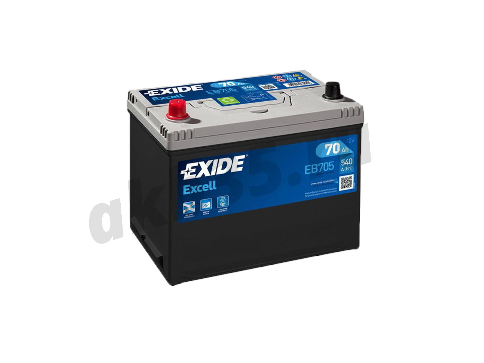 Изображение Аккумулятор EXIDE 70 А/ч Прямой Азия Excell EB705 : №1