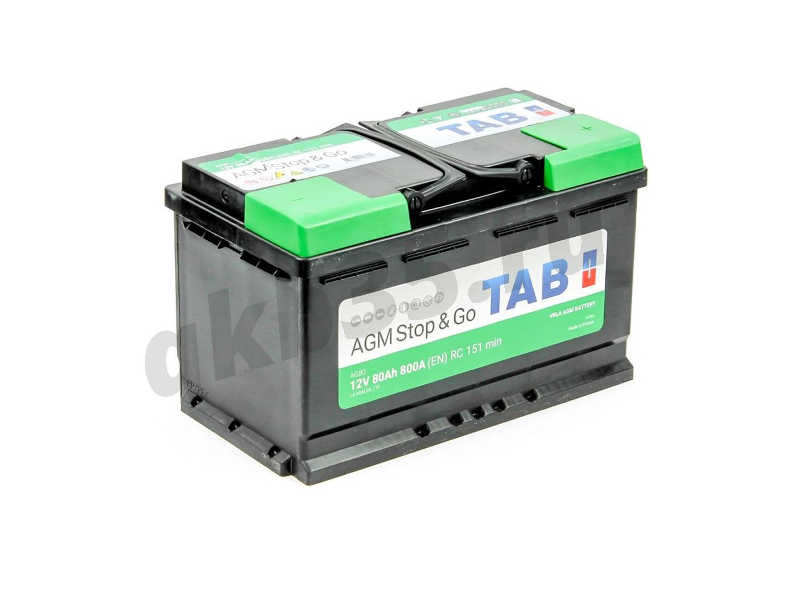 Изображение Аккумулятор TAB 80 А/ч Обратный AGM Eco Dry : №1