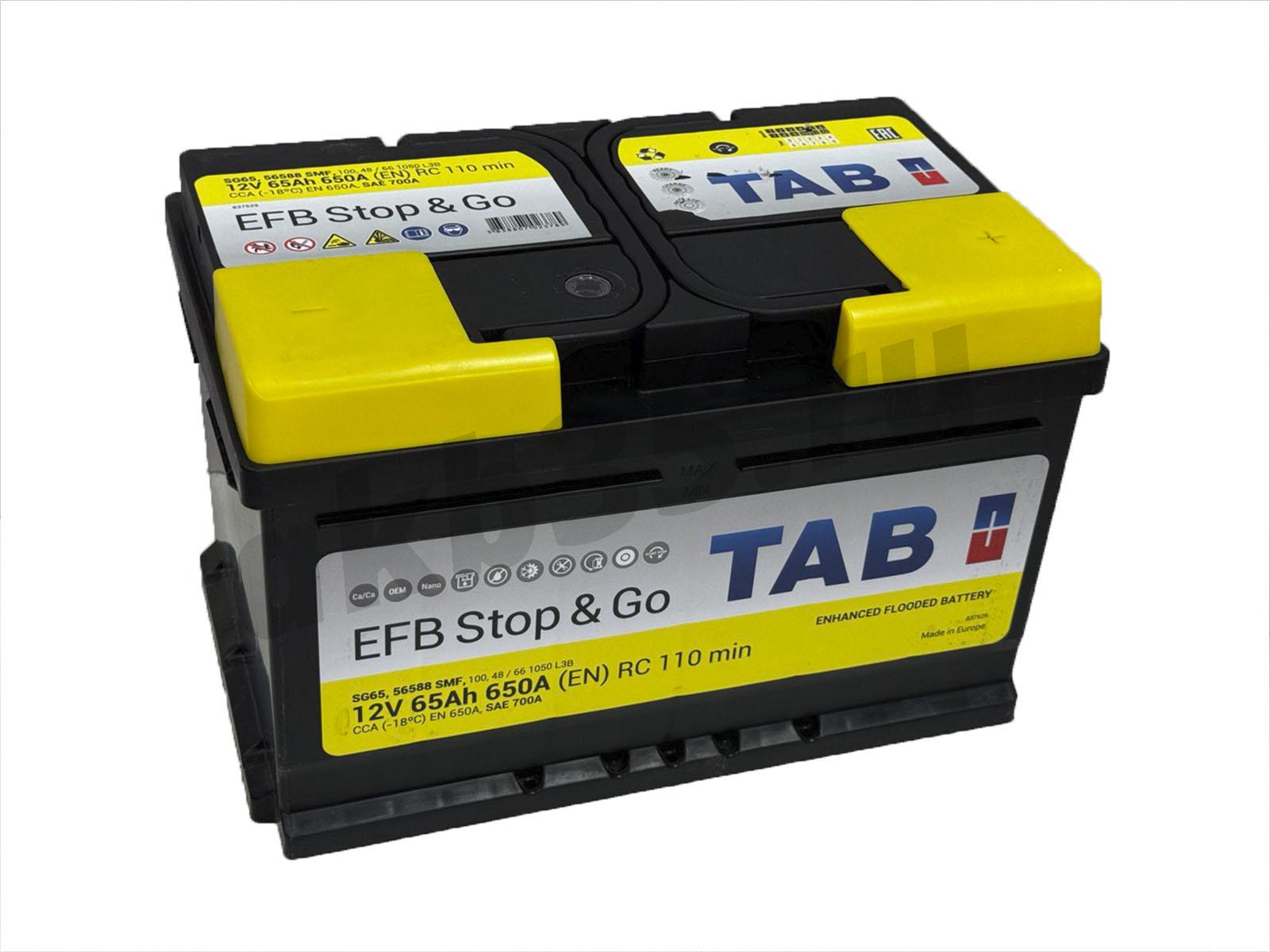 Изображение Аккумулятор TAB 65 А/ч Обратный низкий EFB Stop&Go : №1