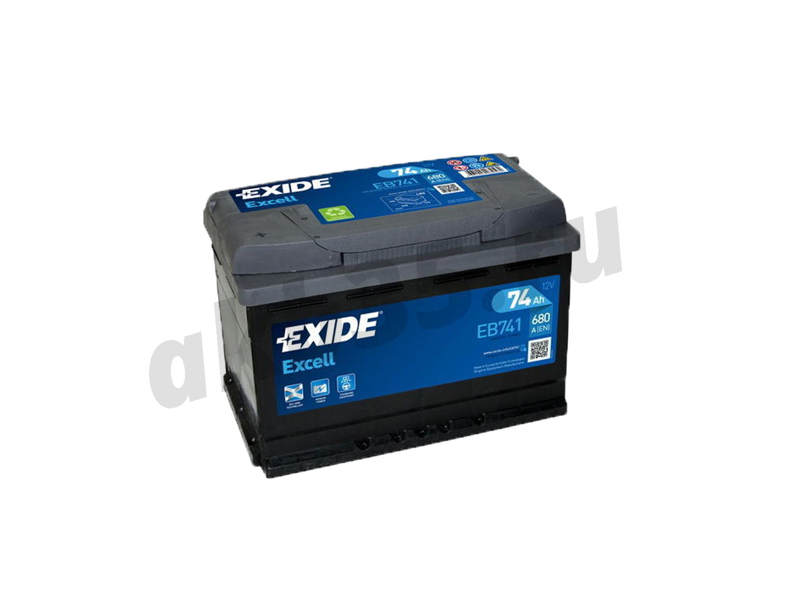 Изображение Аккумулятор EXIDE 74 А/ч Прямой Excell EB741 : №1