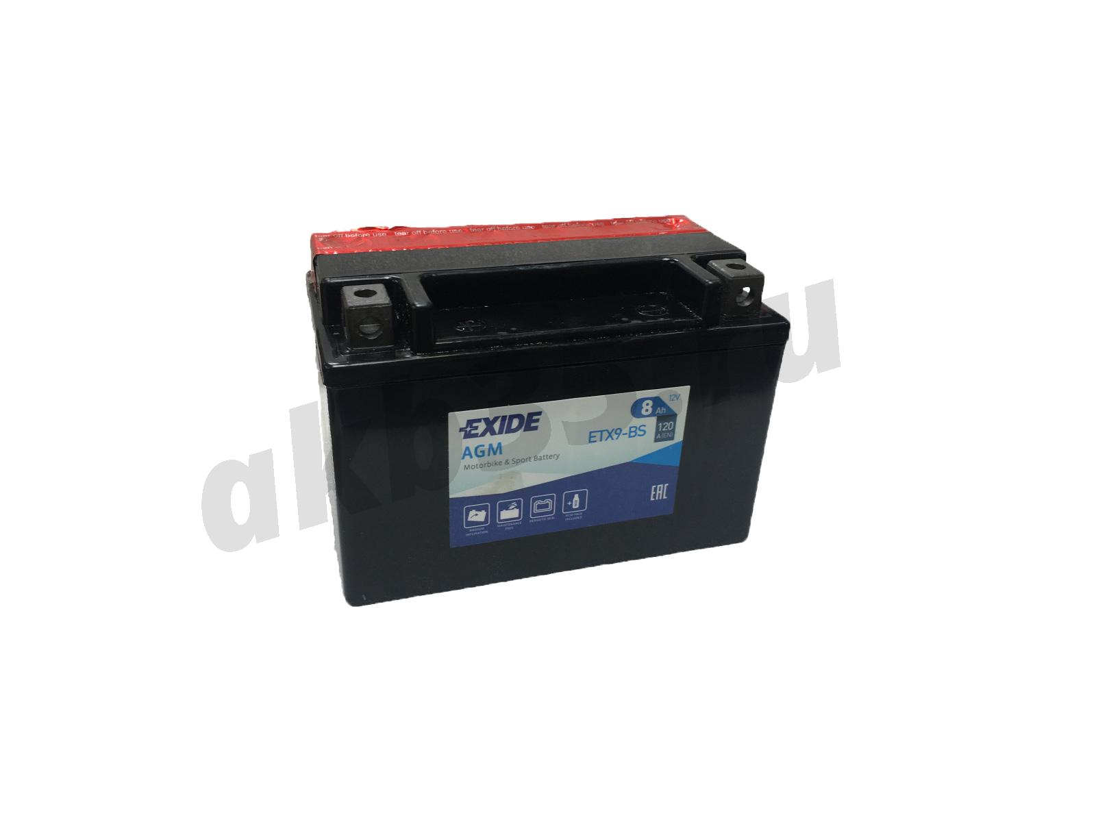 Изображение Аккумулятор EXIDE 8 А/ч Прямой AGM ETX9-BS : №1